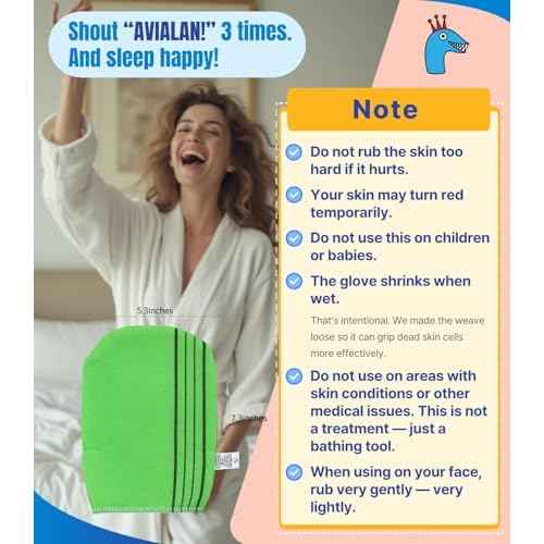 Exfoliating Glove loofah Korean Skin Care face Lip Body Scrub Body wash Dry Brushing Body Brush Bath Towels Foot Back Scrubber scrubbing Bathing Sponge Remover Gloves (Green)