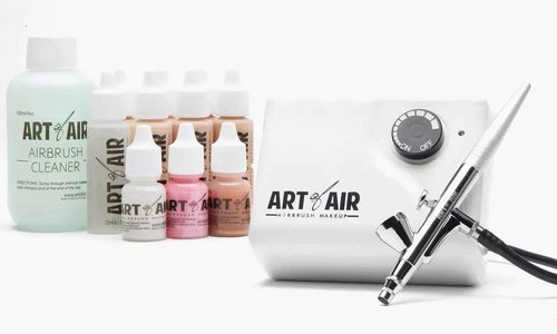 Art of Air Professional Airbrush Cosmetic Makeup System/Fair to Medium Shades 6pc Foundation Set with Blush, Bronzer, Shimmer and Primer Makeup Airbrush Kit