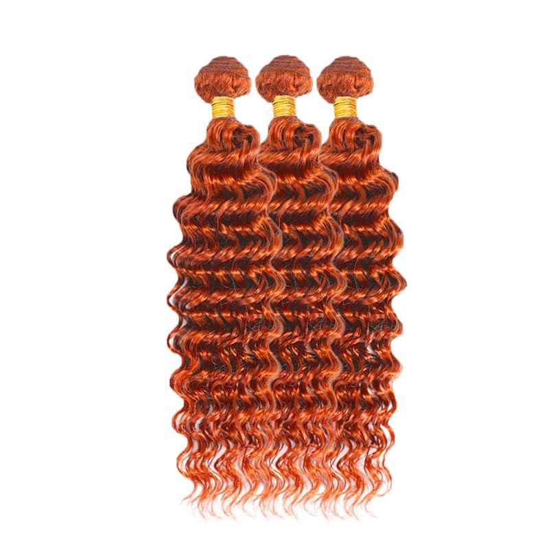 Ginger Human Hair Bundles 350 Deep Wave Bundles Ginger Orange Bundle 24 26 28 inch #350 Bundle Human Hair Extensions