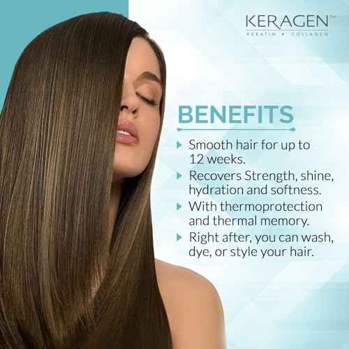 Keragen Brazilian Keratin Smoothing Treatment | Formaldehyde-Free Blowout for Frizzy, Dry, or Damaged Hair | Smooth, Silky Results | Fine to Medium Hair | 16 Oz