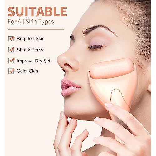 Ice Roller for Face [2-Rollers], Ice Face Roller Ice Compress Facial Roller Massager for Beauty, Calms Skin, Face Roller Skin Care Tool Woman Gifts | Apricot Pink