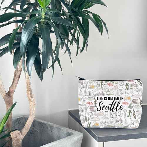 WCGXKO Seattle Gifts And Souvenirs Life Is Better In Seattle Makeup Bag Seattle Trip Gift For Women (Better In Seattle)