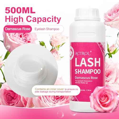 Lash Extension Cleanser Rose 500ml Eyelash Shampoo Lash Cleanser Foam with Salon and Home Care