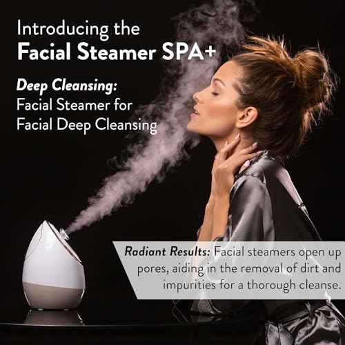 Facial Steamer SPA+ by Microderm GLO - Best Professional Nano Ionic Warm Mist, Home Face Sauna, Portable Humidifier Machine, Deep Clean & Tighten Skin, Daily Hydration for Maximum Serum Absorption