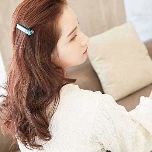 Acrylic Resin Hair Barrettes Alligator Hair Clips - 8pcs Duckbill Hair Clips Marble Pattern Hairpins Geometric Clips for Women Girls Hair Accessories Birthday Christmas Valentines Day Gifts