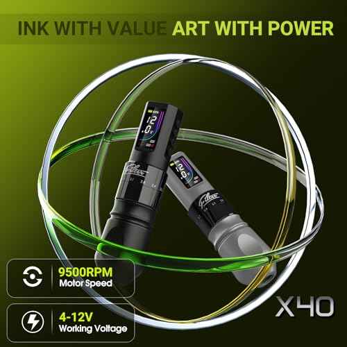 Filter Tattoo Gun - 7 Strokes 2.0-4.0mm Tattoo Machine Pen with Extra OLED Digital Display 1600mAh Battery Power Tattoo Kit for Beginners and Artists (X40 Black)