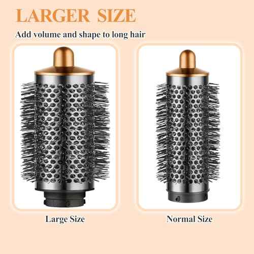 Large Round Volumizing Brush for Dyson Airwrap Attachments, Nickel/Copper, Bigger Oval Volumizer for Fluffy Styling