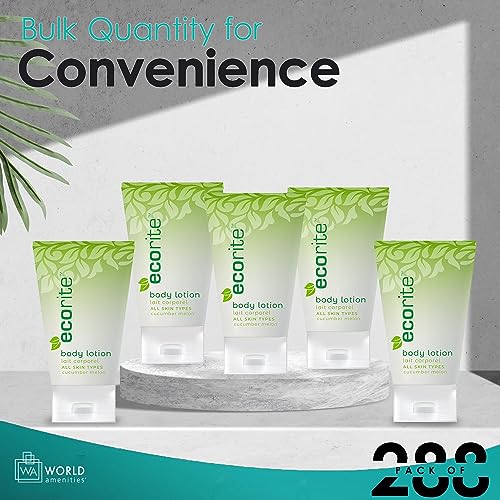 Ecorite Hand and Body Lotion with Cucumber-Melon Fragrance, Travel Size Hotel Amenities Biodegradable/Recyclable Tube, 1 fl oz/30 ml, Pack of 288