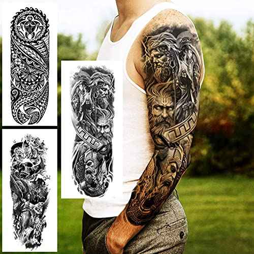 20 Sheets Extra Large Full Arm Temporary Tattoos For Men Adults, Tiger Snake Leopard Lion King Temporary Tattoos Sleeve For Women, Temp Waterproof Fake Tattoo Stickers For Kids Warrior Tatoos