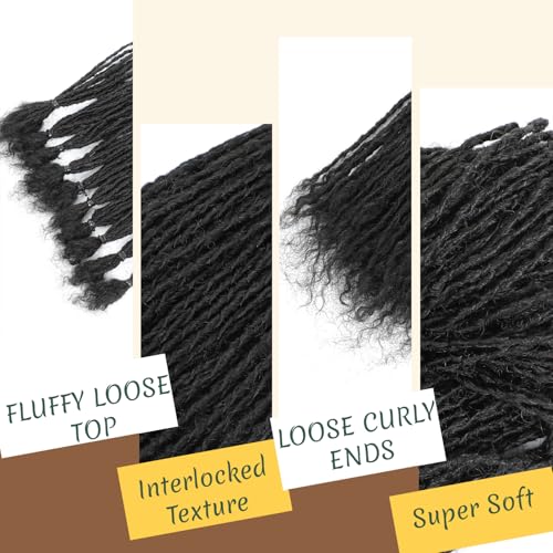 8-12 Inch Sister locs Human Hair Handmade Interlock Locs Curly Tips Sister Locs Real Human Hair Microlocs Extensions Permanent Dreadlock Extensions Natural Soft Looking (0.2cm,12 Inch-40 Strands)