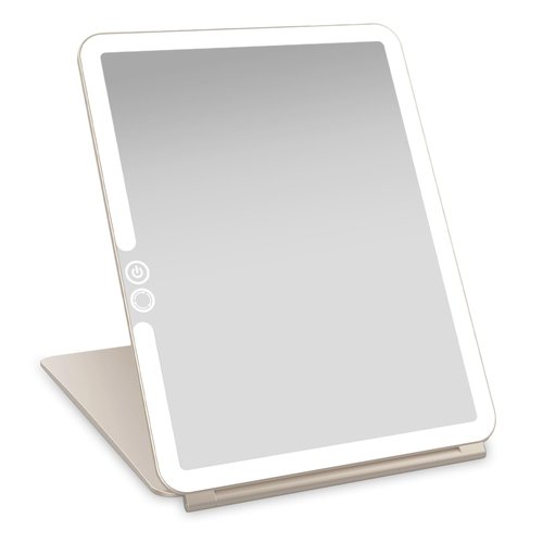 LUNA London Eclipse LED Lighted Travel Vanity Makeup Mirror | 3 Colour Light, Compact, Portable, Lighted, Rechargeable, Illuminated Mirror | Perfect for Travel, Makeup & Beauty Needs | Soft Stone