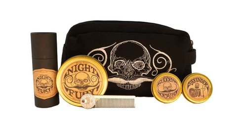 Mustache Balm for Men & Mustache Protector – Natural Styling & Conditioning Grooming Kit – Soften & Shape Facial Hair 2oz – Death Grip (Mustache Gift Set)