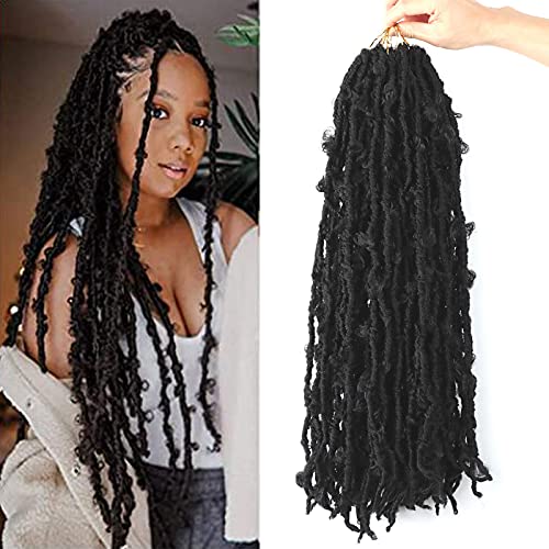 LMZIM 5 Packs 24 Inch Butterfly Locs Crochet Hair for Black Women Soft Distressed Faux Locs Pre looped Pre-twisted Braids (24 inch 5 pack, 1b)