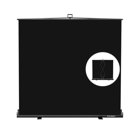【Wider Style】 RAUBAY 78.7 x 82.7in Large Collapsible Black Backdrop Screen Portable Retractable Panel Photo Background with Stand for Video Conference, Photographic Studio, Streaming