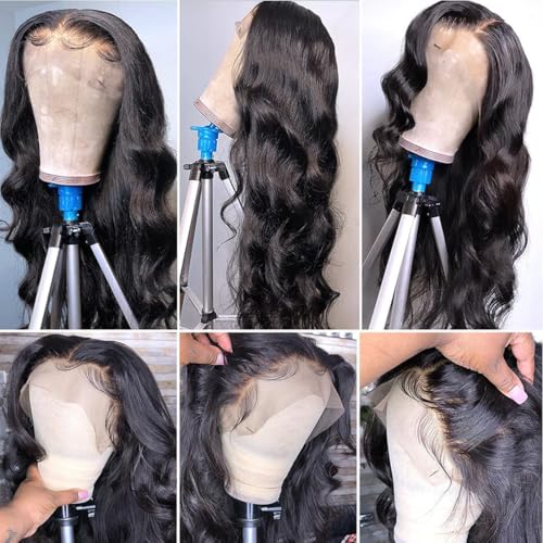 GABRIELLE 26 Inch Body Wave Lace Front Wigs Human Hair 13x6 HD Lace Frontal Wig 200 Density Pre Plucked Brazilian Virgin Human Hair Wigs for Women Glueless Wig