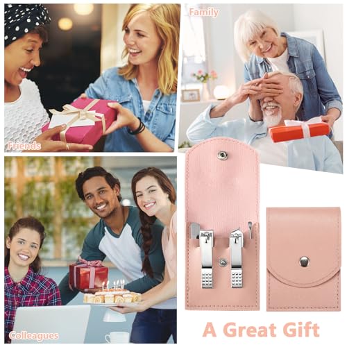 Geosar 50 Set Travel Manicure Kit Bulk Professional Nail Clippers Pedicure Nail Care Tools Grooming Stainless Steel Set with Portable Travel Case, Gift for Christmas Men Women(Pink)