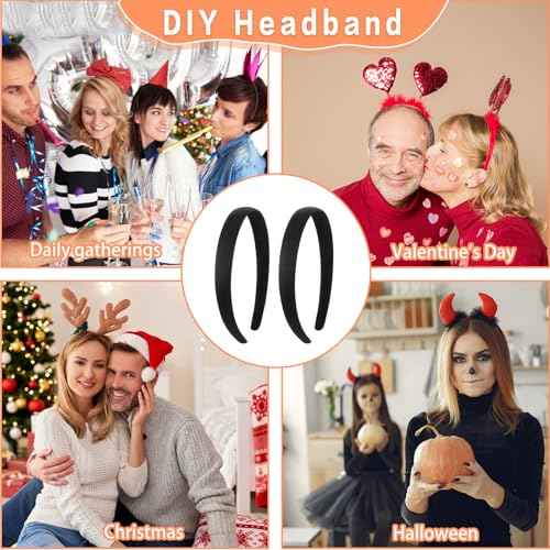 2 Pcs Non Slip Padded Headband Wide Suede Solid Hairband Headbands for Women Trendy Cute Hairband Elastic Hair Accessories Head Band for DIY Costume Girl Fall Wash Face Sister Party Ceremony Halloween
