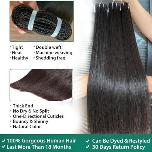 16A Straight Bundles Human Hair,Triple Lifespan Than Regular Virgin Hair,No.1 Quality,Keep Texture Silky Soft,100% Raw Vietnamese Human Hair Bundles 16 Inch