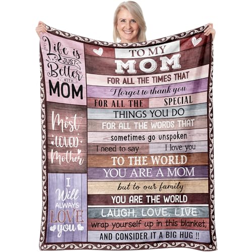 Mothers Day Blanket Gifts for Mom, Mom Birthday Gifts, Mom Gift from Daughter Son, Mom Gift for Christmas Throw Blanket 80"x60", Gifts for Moms who Have Everything