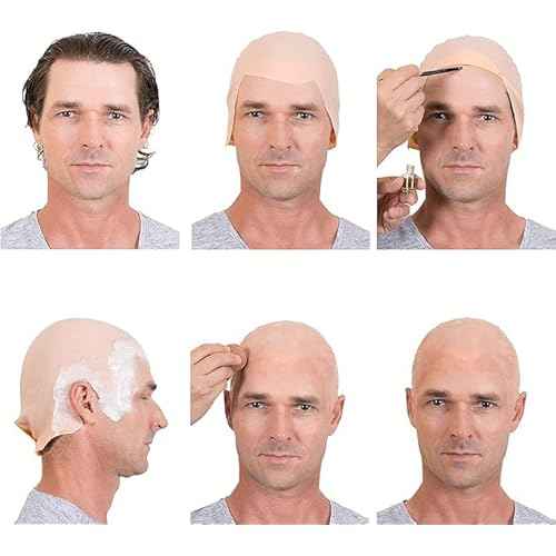 Kangaroo Latex Bald Cap for Adults - Beige Realistic Head Skin Bald Cap Wig for Men and Women - Halloween Costume Makeup Accessory for Theater, Cosplay and Dressup Apparel