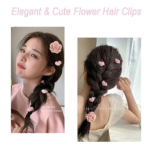 20 Pcs Mini Heart Hair Clips - Cute Pink Hair Pins for Women Girls, Small Barrettes for Bride Wedding Birthday Hair Decoration