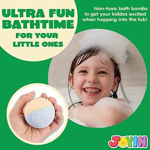 JOYIN Big Bath Bombs for Kids with Mochi Toy, 12 Pack Bubble Bath Bombs with Surprise Toy Inside, Natural Essential Oil SPA Bath Fizzies Set, Party Favors for Boys Girls Birthday Gifts