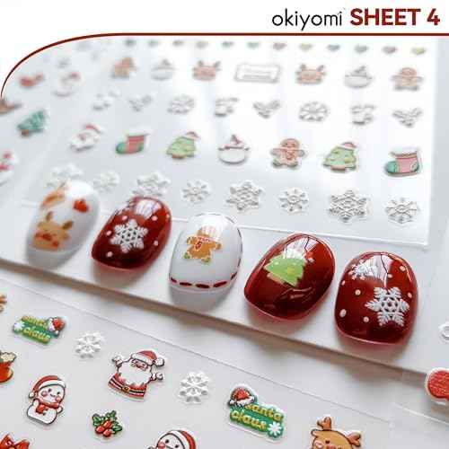 4 Sheets of 3D Christmas Nail Stickers - 258 Cute Nail Decals - Embossed Kawaii Nail Stickers for Kids | Cute Holiday Theme - Santa, Reindeer, Snowman, Gifts, Candy Cane | Glow in The Dark