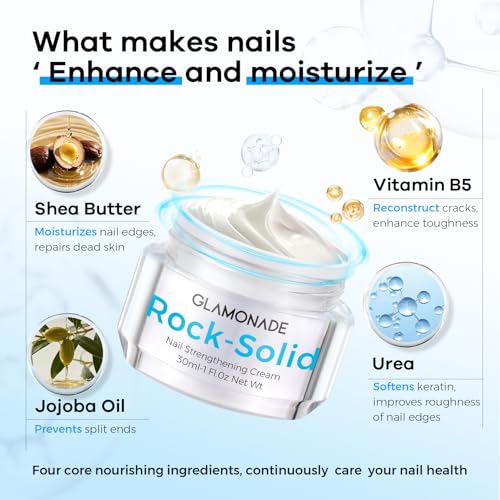 Hard Nail Strengthening Cream: Nail Strengthener and Cuticle Treatment to Repair &grow Split, Thin, Peeling Nails and Dry, Cracked Skin, Plant-Based Scent, 1 oz,Essential Manicure Nail Care