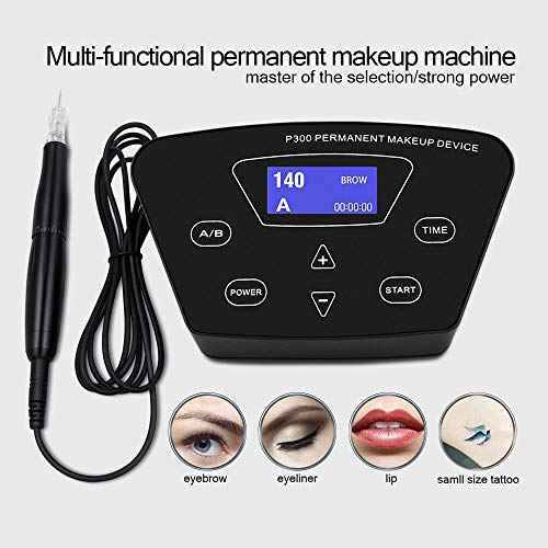 Permanent Makeup Tattoo Machine Kit-BIOAMSER P300 Permanent Makeup Kit with Foot Pedal Touch Control Power Supply Rotary Tattoo Machine Pen Practice Skin 2 Microblading Inks 10pcs Cartridge Needles