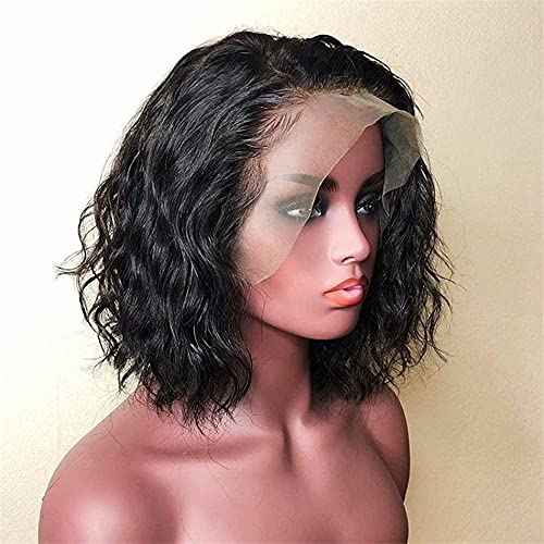 Short Bob Wigs Water Wave Lace Front Human Hair Wig 13x4 HD Lace Loose Wave Remy Bob Wigs Preplucked With Baby Hair Deep Hairline Bleached Knots Remy Wavy Invisible Lace Virgin Bob Hair Wig 8"