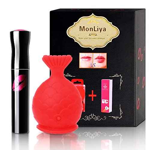 Lip Plumper Device+Lip Plumper Gloss Set,Fish Shape Lip Plumping Tool Kit,Lip Enhancer Chemical Way+Physical Way Natural Pout Mouth Tool Lip Care Serum Lip Balm Sexy Big Lip Moisturizing Lip Plumping