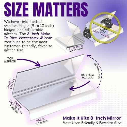 8" Wide 2-Way Make It Rite Mirror for Face Down Vitrectomy Eyesight and Proning Lung Recovery | Easy to Watch TV During Face Down Recovery