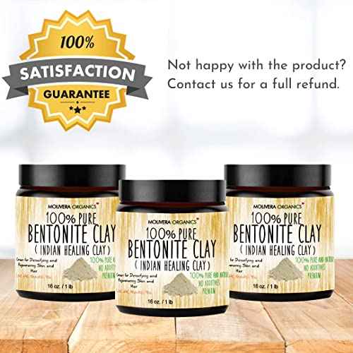 Premium 1 lb Bentonite Clay Pure, Natural Detoxifying Clay for Face Masks, Hair Care & More - Best Healing Clay - USA Made