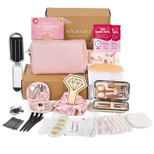 Bridal Emergency Kit for Wedding Day, Wedding Essentials Survival Set for Team Bride, Must-Have 30+ Essentials Travel Kit with Makeup Bag