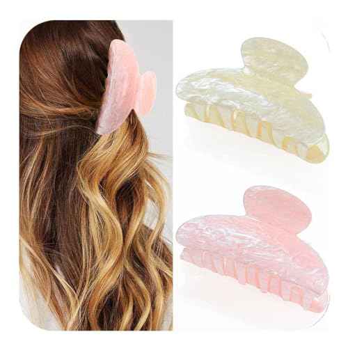 BARTOSI Acrylic Claw Clips Pink Cute Hair Clips Medium Nonslip Hair Claw Barrette Hair Accessories for Women and Girls (Pack of 2)