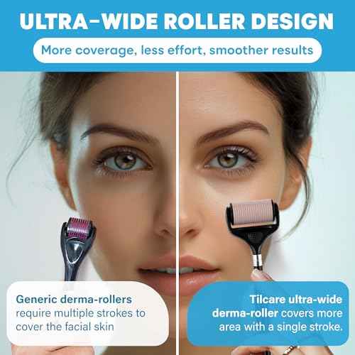 Ultra-Wide Derma Roller for Face - At-Home Microneedling Kit, 0.25 mm Microneedle Roller for Skin Care, Derma Roller for Scalp Hair and Beard, Superior to a Microneedling Pen/Derma Pen