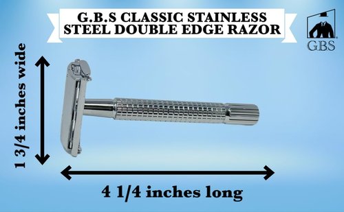 G.B.S Shaving Gift Set, Long Handle Double Edge Safety Razor, Alum Aftershave Block, Chrome Bowl with Natural Shave Soap, Shaving Brush Grooming Kit for Men