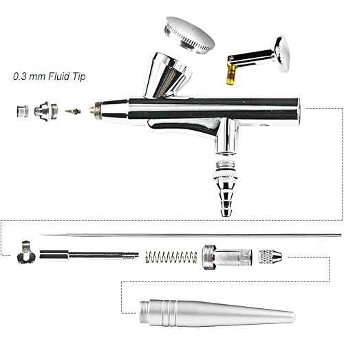 Pinkiou Airbrush Gun Mini Makeup Air Brush Spary Gun 0.4mm Needle and Nozzle For Make up Face Eyebrow Nail Temporary Tattoo (single gun)