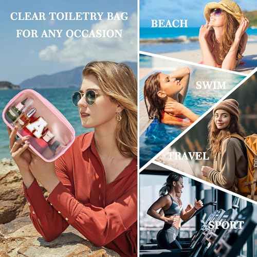 YOOLIFE Graduation Teacher Gifts Initial Clear Makeup Bag Birthday Gift Travel Toiletry Preppy Cosmetic Bags Birthday Gift for Girls Kids Travel Essentials Clear Toiletry Bag A