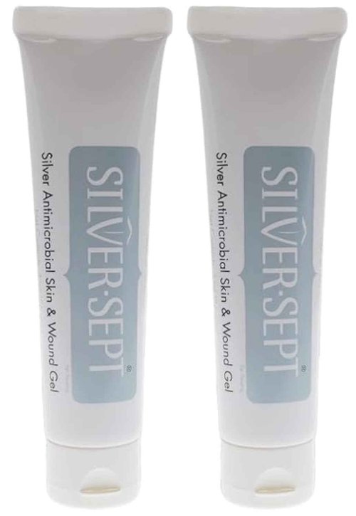 Silver-Sept 3 oz (Pack of 2) Silver Skin and Wound Gel | Silversept Tube for Foot and Leg Treatment, Silver Cream for Scar Care and GeoMetal™ Gauze Pad