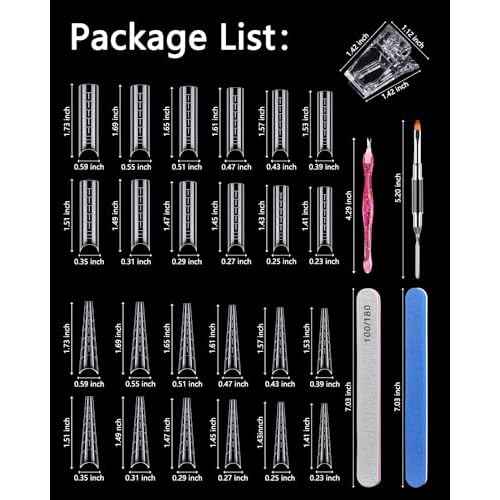 MORGLES Flat Dual Nail Forms Set, 144 Pcs Half Cover Nail Extensions Molds with Clips for Salon & Home use
