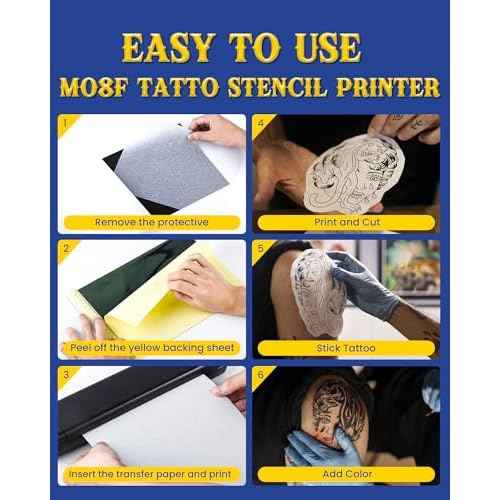 Itari M08F Wireless Tattoo Stencil-Printer - Tattoo Transfer Machine Thermal Copier with 10pcs Transfer Paper, Bluetooth Stencil Printer for Tattooing, Compatible with Smartphone & PC, Black