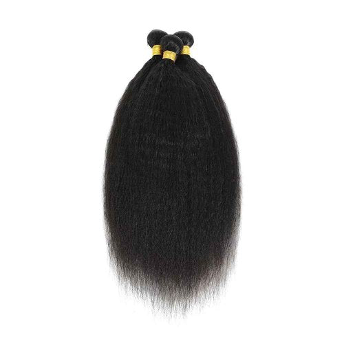 Yaki Straight Bundles Human Hair 26 28 30 Inch Kinky Straight Bundles #1B Natural Black Unprocessed Brazilian Virgin Weave Hair 3 Bundle 50 Gram Per Bundle