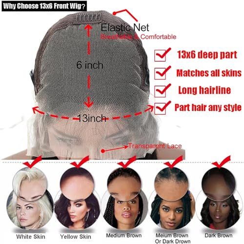 13x6 Deep Wave Lace Front Wigs Human Hair 200% Density HD Lace Frontal Wigs 12A Glueless Curly Wigs Human Hair Pre Plucked with Baby Hair Wet And Wavy Wigs for Black Women Natural Black 20 inch