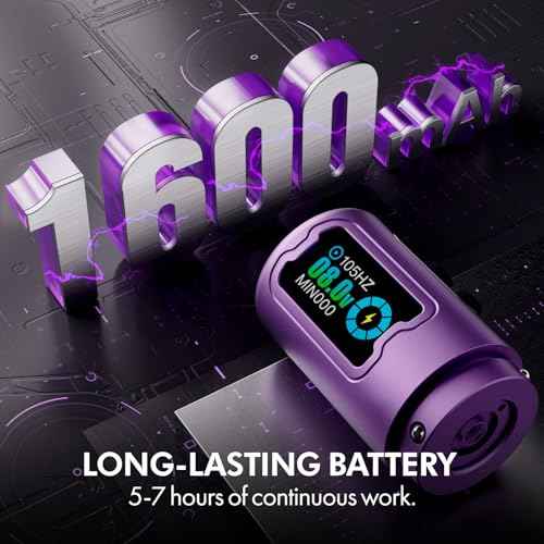 INKin Rampage Wireless Tattoo Machine 4.5mm Stroke Length, Brushless Motor Tattoo Gun Kit with 39mm Large Grip, Direct Drive, OLED Screen Rotation for Professional Tattoo Artists