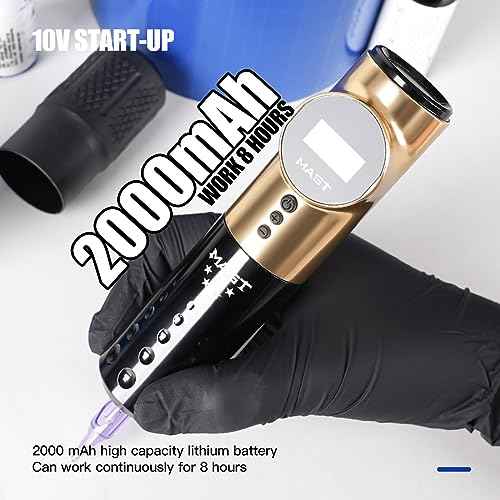 Mast Archer Wireless Tattoo Pen Machine, 5 Star Series Pro Rotary Tattoo Gun with Powerful Motor by Mcore, 2,000mAh Battery by Mastlabs for Run Long Time