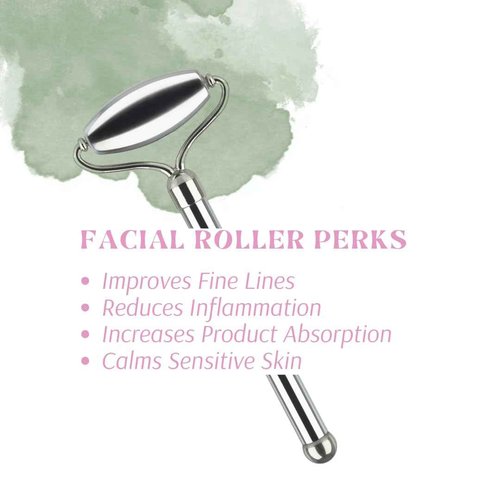 Ashley Aesthetics Stainless Steel Ice Roller & Rose Quartz Facial Set | Luxury Skin Care Tools for Lymphatic Drainage, Product Absorption, Skin Tightening, & Relaxation