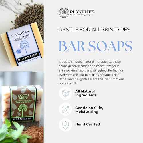 Plantlife Peppermint Bar Soap - Moisturizing and Soothing Soap for Your Skin - Hand Crafted Using Plant-Based Ingredients - Made in California 4oz Bar