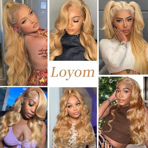 Honey Blonde Lace Front Wig Human Hair 27# Colored Human Hair Lace Front Wigs 13x4 Body Wave Glueless Lace Front Wigs Human Hair 200 Density 22 Inch