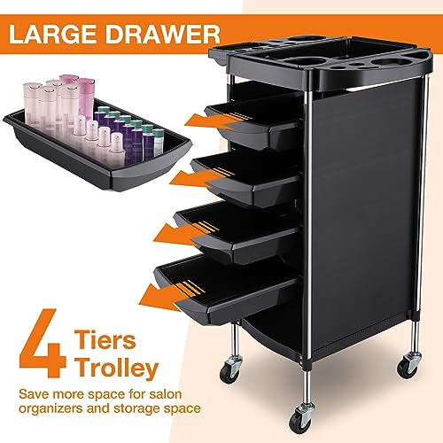 Noverlife Hair Salon Storage Tool Cart, 6-Layer Salon Cart with Wheels, Space Saving Barber Station Trolley, Rolling Carts for Hair Stylist Barber Storage Trolly for Hairdressing Beauty SPA Tattoo